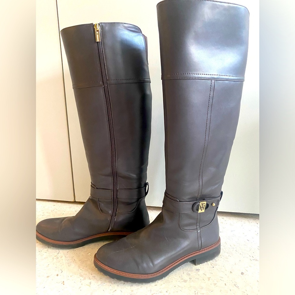 Tommy Hilfiger brown tall ridging boot